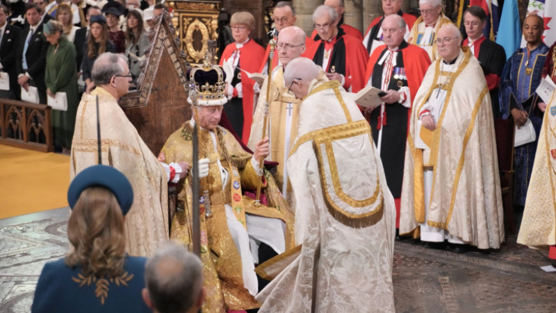 Regele Charles al III-lea şi regina consoartă Camilla sunt la Westminster Abbey, unde are loc ceremonia de încoronare.. FOTO Profimedia Images