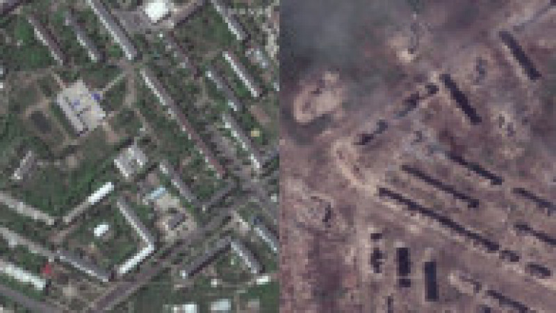 Imaginile din satelit arată distrugerile provocate într-un an de zile de bombardamentele rusești în Bahmut. Foto: Profimedia Images | Poza 3 din 9