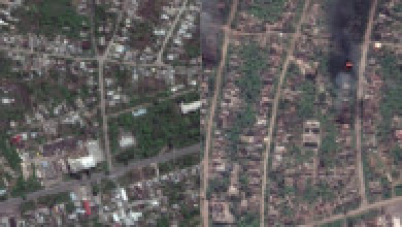 Imaginile din satelit arată distrugerile provocate într-un an de zile de bombardamentele rusești în Bahmut. Foto: Profimedia Images | Poza 2 din 9