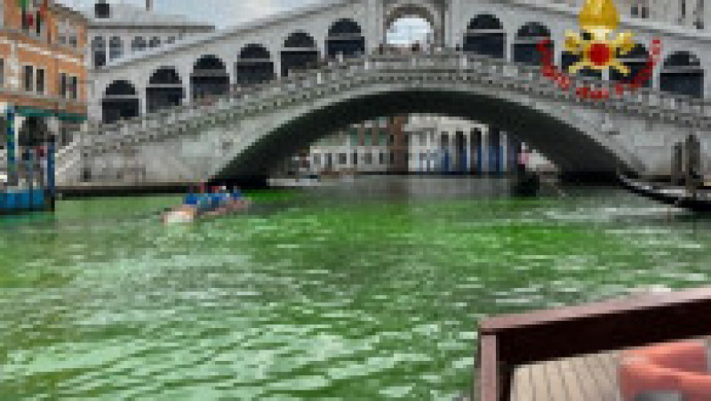 O porțiune a canalului central din Veneția a devenit verde fluorescent. Foto: Profimedia | Poza 9 din 10