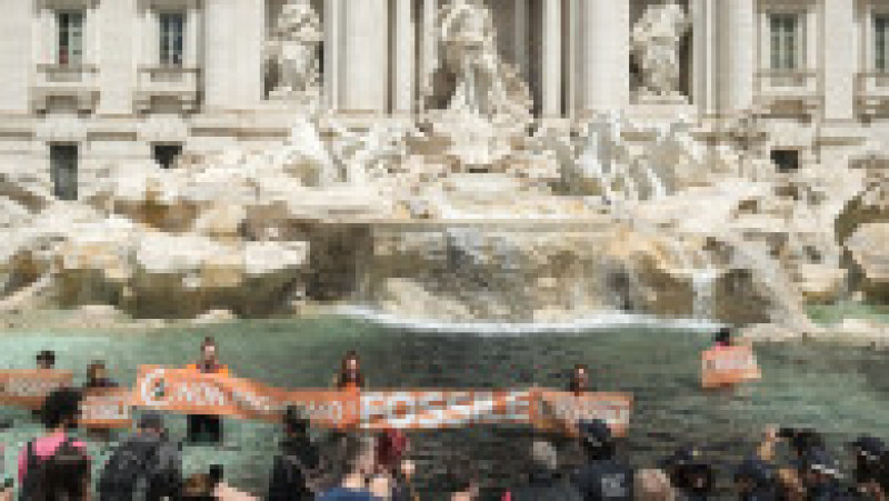 Apa Fântânii Trevi din Roma a fost colorată în negru de activişti pentru climă. FOTO: Profimedia Images | Poza 3 din 6