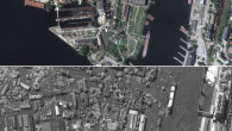 Imagini din satelit cu localități din apropierea barajului Nova Kahovka înainte și după distrugerea barajului. Foto: Profimedia Images | Poza 2 din 12