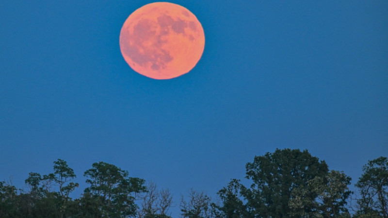 Luna Căpșună, un fenomen astronomic inedit, luminează cerul nopții în acest weekend. FOTO: Profimedia Images