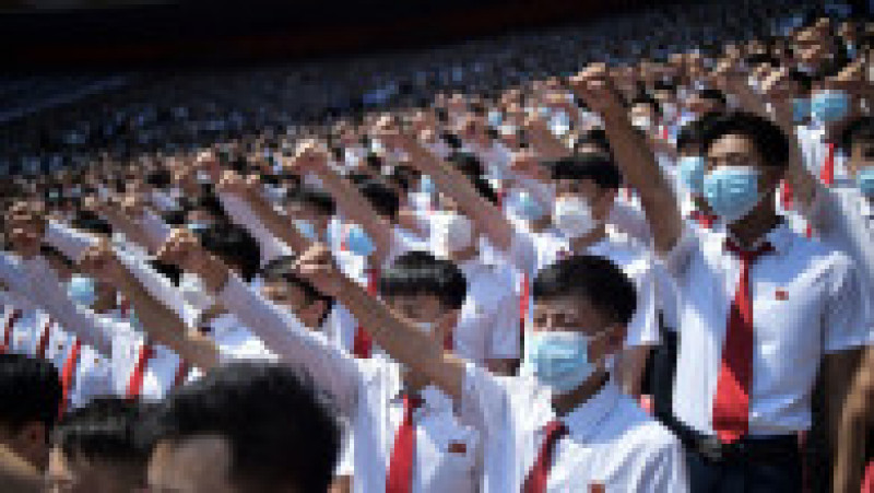 120.000 de nord-coreeni au fost aduși la o defilare uriașă împotriva SUA. Sursa foto: Profimedia Images | Poza 10 din 11