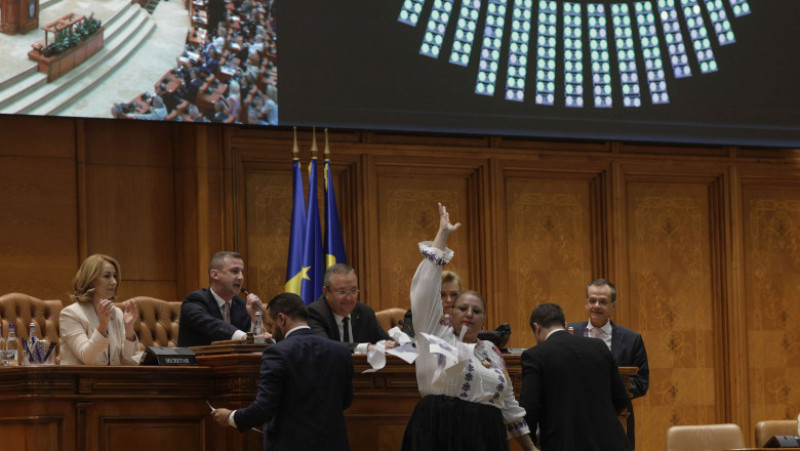 Diana Șoșoacă a făcut scandal la ședința de plen. Foto: INQUAM Photos/Octav Ganea