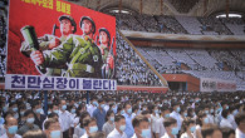 120.000 de nord-coreeni au fost aduși la o defilare uriașă împotriva SUA. Sursa foto: Profimedia Images | Poza 11 din 11