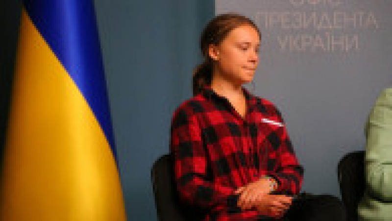 Activista de mediu Greta Thunberg s-a întâlnit joi, la Kiev, cu președintele Ucrainei, Volodimir Zelenski. FOTO: Profimedia Images | Poza 5 din 6