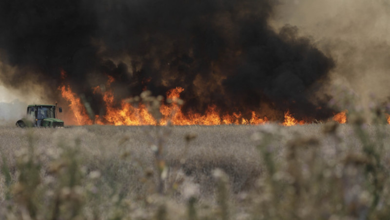 Un incendiu de vegetație puternic s-a produs marți după-amiază în apropiere de București, între localitățile Bragadiru și Măgurele din județul Ilfov. FOTO: Inquam Photos/ George Călin