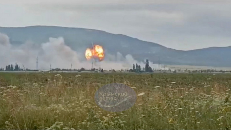 Un important depozit de muniții rusesc a explodat după atacul ucrainenilor la baza de antrenament militar Starokrimski din estul Crimeei anexate. Foto: Profimedia