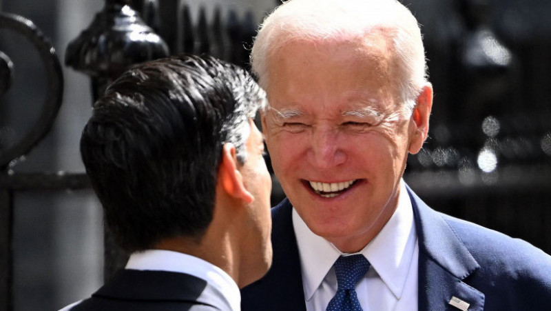 Președintele american Joe Biden, alături de premierul britanic Rishi Sunak. Foto: Profimedia

