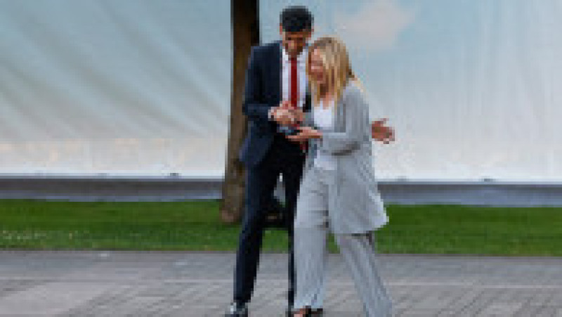 Premierul britanic Rishi Sunak, alături de premiera Italiei, Giorgia Meloni, la summitul NATO de la Vilnius. Foto: Profimedia Images | Poza 8 din 13