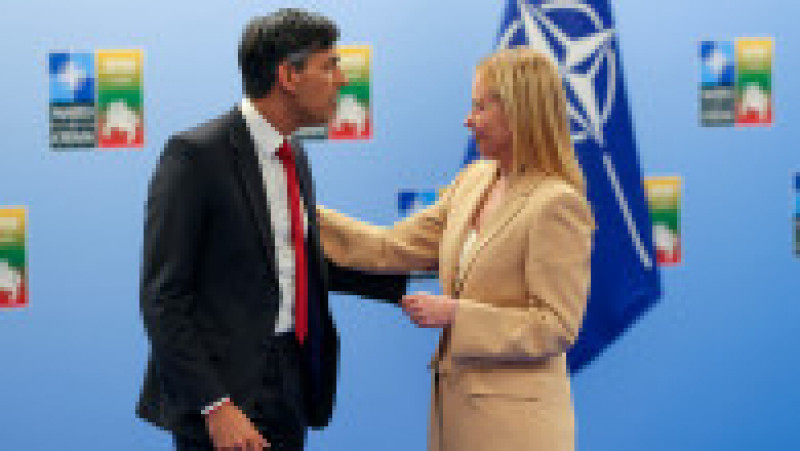 Premierul britanic Rishi Sunak, alături de premiera Italiei, Giorgia Meloni, la summitul NATO de la Vilnius. Foto: Profimedia Images | Poza 9 din 13