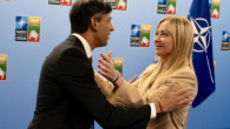 Premierul britanic Rishi Sunak, alături de premiera Italiei, Giorgia Meloni, la summitul NATO de la Vilnius. Foto: Profimedia Images | Poza 6 din 13