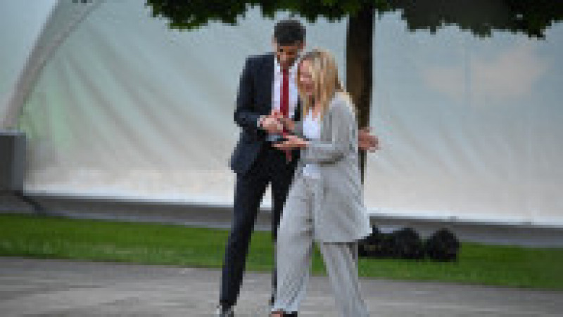 Premierul britanic Rishi Sunak, alături de premiera Italiei, Giorgia Meloni, la summitul NATO de la Vilnius. Foto: Profimedia Images | Poza 2 din 13