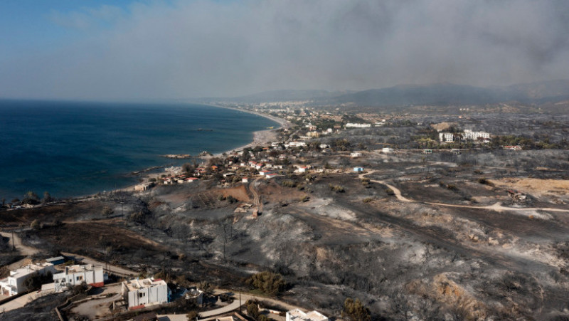 Cum arată acum Rodos, după incendiile care au devastat insula de aproape o săptămână. Imagini din dronă. FOTO: Profimedia Images