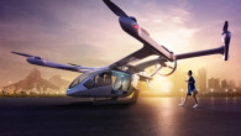 Modelul de avion ce va fi construit de Eve Air Mobility, o companie subsidiară a Embraer, va semăna cu un mic elicopter și va putea transporta până la șase clienți în același timp. Captură foto: Twitter / @InvestSP | Poza 6 din 6