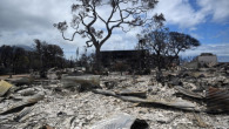 Flăcările au distrus cea mai mare parte din orașul istoric Lahaina și incendiile sunt Maui sunt considerate acum cel mai mare dezastru natural din istoria statului Hawaii. Sursa foto Profimedia Images | Poza 16 din 21