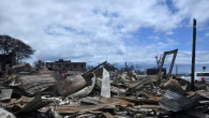 Flăcările au distrus cea mai mare parte din orașul istoric Lahaina și incendiile sunt Maui sunt considerate acum cel mai mare dezastru natural din istoria statului Hawaii. Sursa foto Profimedia Images | Poza 19 din 21