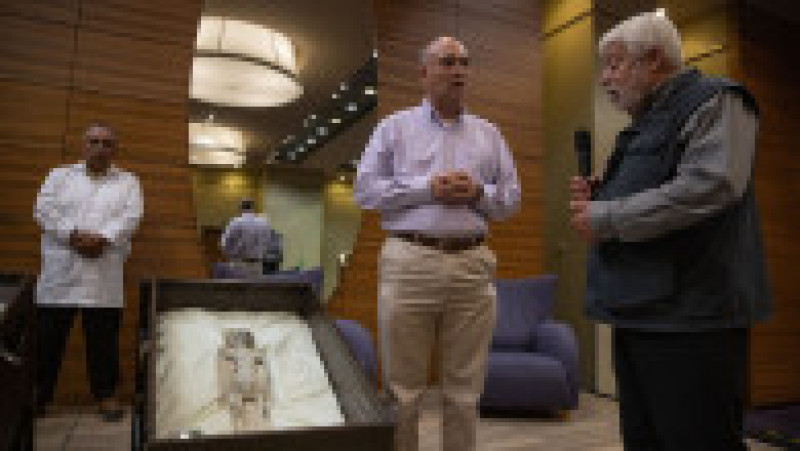 Jurnalistul mexican și expertul în ufologie, Jaime Maussan, prezintă „mumiile de extratereștri” în Congresul mexican. Foto: Profimedia Images | Poza 11 din 12