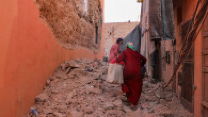 Pagubele sunt mari în oraşul marocan Marrakech cu un bogat patrimoniu arhitectural, după cutremurul devastator. FOTO: Profimedia Images | Poza 4 din 55