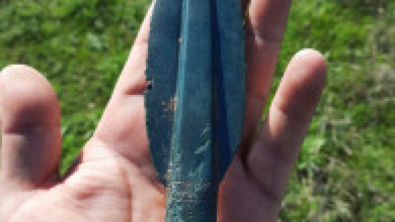 Un jandarm din Teleorman, vânător de comori în timpul liber, a găsit cu detectorul de metale un vârf de lance din Epoca Bronzului FOTO: Facebook/ Jandarmeria Română | Poza 4 din 6