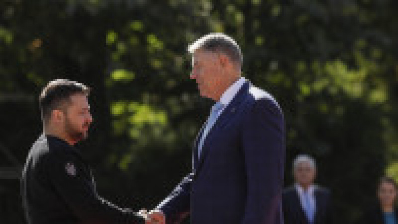 Preşedintele Klaus Iohannis l-a primit, marţi, la Palatul Cotroceni pe omologul ucrainean, Volodimir Zelenski. Foto: Inquam/Octav Ganea | Poza 5 din 6