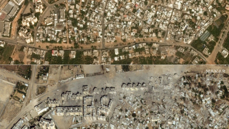 Imagini din satelit din mai multe locuri din nordul Fâșiei Gaza dezvăluie consecințele raidurilor israeliene. FOTO: Profimedia Images