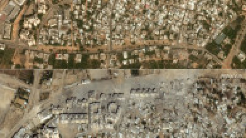 Imagini din satelit din mai multe locuri din nordul Fâșiei Gaza dezvăluie consecințele raidurilor israeliene. FOTO: Profimedia Images | Poza 1 din 7