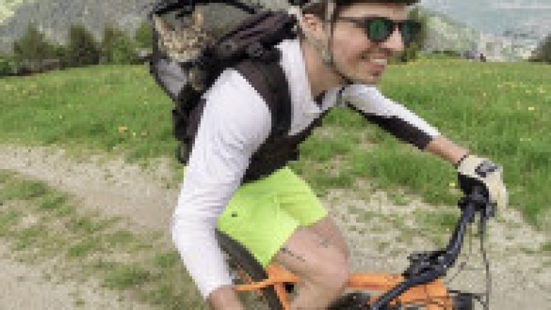 Un francez pasionat de ciclism și sporturi extreme și-a găsit un companion neobișnuit pentru aventurile lui - o pisică FOTO: Profimedia Images | Poza 31 din 48