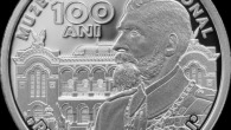Reversul monedei aniversare cu tema 100 de ani de la înființarea Muzeului Militar Național „Regele Ferdinand I”. Sursa foto: Banca Națională a României | Poza 2 din 2