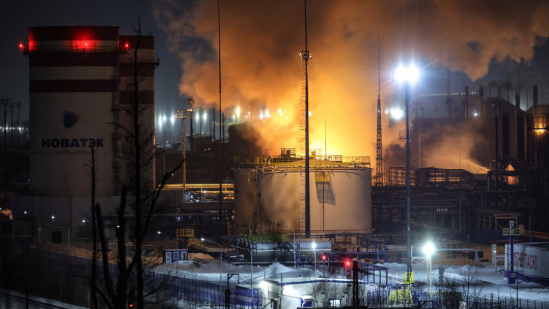 Incendiu la un terminal de gaze din portul Ust-Luga, regiunea Leningrad. Foto: Profimedia Images