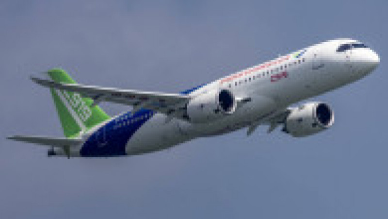 Avionul de linie cu fuzelaj îngust cu două motoare C919, cu 158-192 de locuri, concurează cu modelele consacrate Airbus A320neo şi Boeing 737 MAX 8. Sursa foto: Profimedia Images | Poza 22 din 34