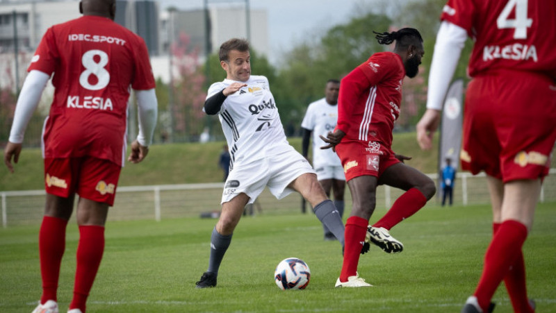 Emmanuel Macron played in a charity match on Wednesday.  PHOTO: Profimedia Images