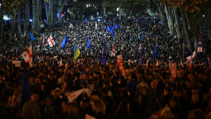 Imagini senzaționale de la Tbisili: un meeting pro-UE uriaș. Georgia votează săptămâna viitoare. Foto: Profimedia