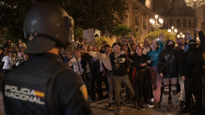 Protest în Valencia, în urma inundațiilor Foto: Profimedia