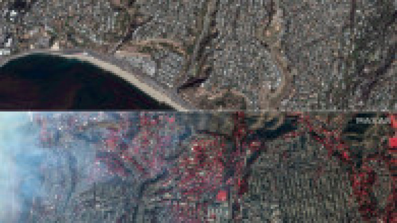 Casele din Malibu, înainte (octombrie 2024) și după incendii. Foto: Profimedia/AFP/Maxar Technologies | Poza 2 din 18
