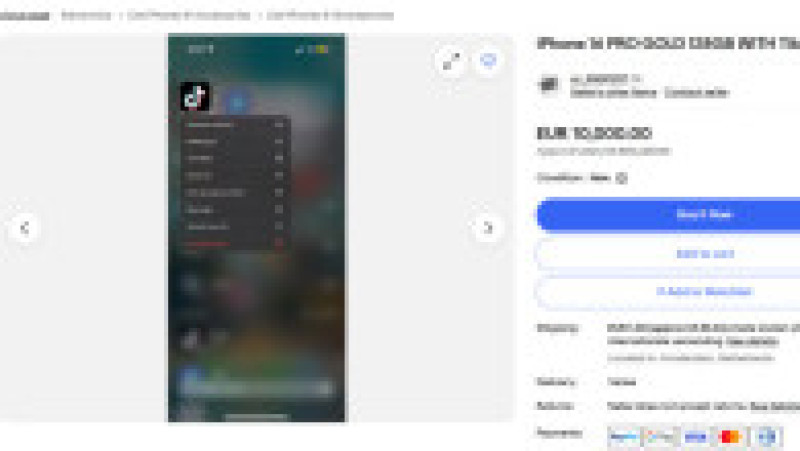 TikTok a revenit parțial la funcționare, însă rețeaua de socializare este încă indisponibilă în App Store. Foto: Captură de ecran e-bay | Poza 2 din 4