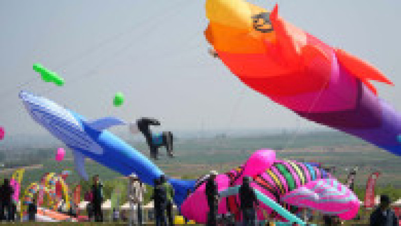 WEIFANG, April 19, 2025 -- Kite fanciers fly kites at the 42nd Weifang International Kite Festival in Weifang, east China