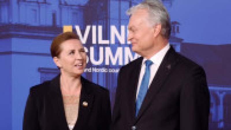 Prim-ministrul danez Mette Frederiksen, alături de Gitanas Nauseda, președintele Lituaniei. Foto: Profimedia | Poza 12 din 12