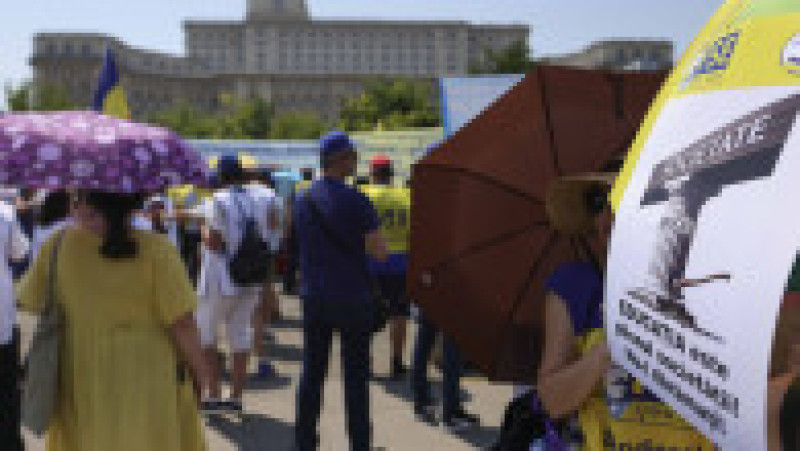 Sindicaliștii protestează în parcul Izvor din Capitală. Foto: Inquam Photos / Octav Ganea | Poza 6 din 8