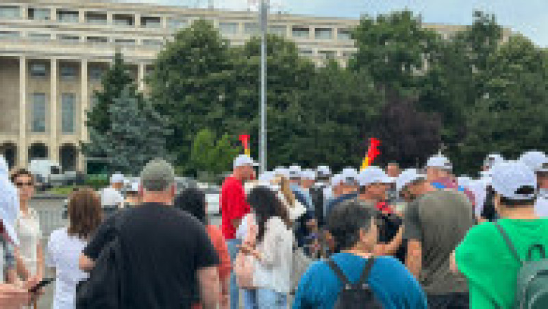 Protest al sidicaliștilor BNS în Piața Victoriei Foto: BNS | Poza 5 din 11