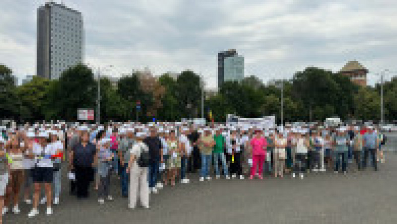 Protest al sidicaliștilor BNS în Piața Victoriei Foto: BNS | Poza 3 din 11