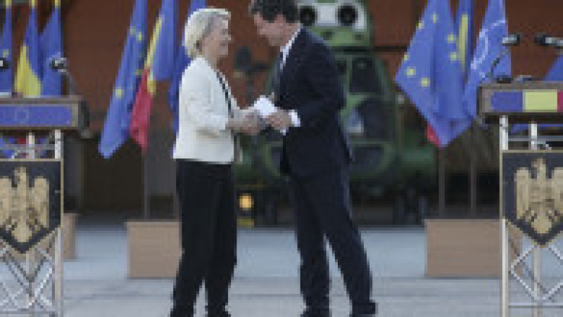 Vizită efectuată de preşedintele Comisiei Europene, Ursula von der Leyen la baza militară Mihail Kogălniceanu, în Constanța, 1 septembrie 2025. A fost primită de Nicușor Dan. Foto: Inquam Photos / George Calin | Poza 25 din 31