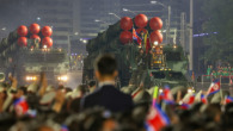 Paradă militară la Phenian, la aniversarea a 80 de ani de la înființarea Partidului Muncitorilor din Coreea de Nord. 10 octombrie 12025. Foto: Profimedia | Poza 4 din 11