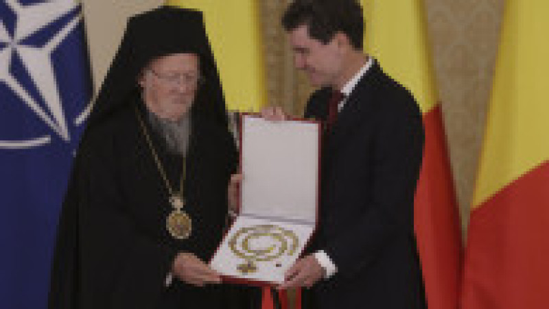 Ceremonia de decorare a Sanctității Sale Bartolomeu I, Patriarhul Ecumenic al Constantinopolului, și a Patriarhiei Române, in Bucuresti, 27 octombrie 2025. Foto: Inquam Photos/ Octav Ganea | Poza 6 din 7