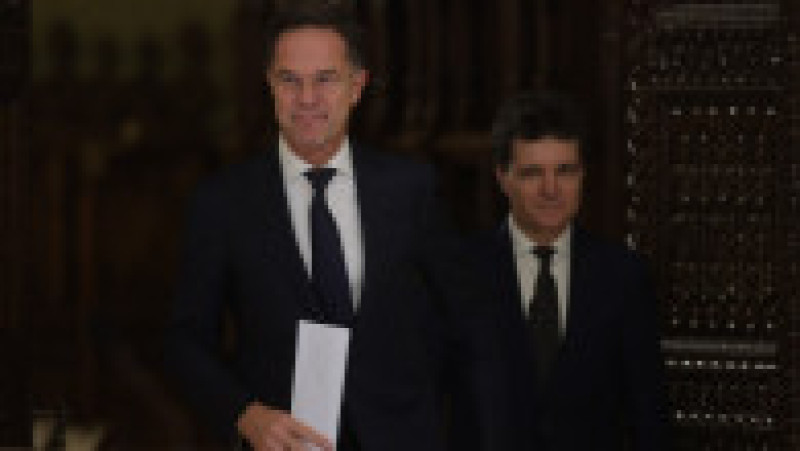 Nicușor Dan, președintele României și Mark Rutte, secretarul general NATO, susțin declarații comune de presă după întâlnirea avută la Palatul Cotroceni din București, 5 noiembrie 2025. Inquam Photos / George Călin | Poza 6 din 7