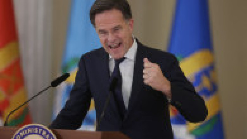 Nicușor Dan, președintele României și Mark Rutte, secretarul general NATO, susțin declarații comune de presă după întâlnirea avută la Palatul Cotroceni din București, 5 noiembrie 2025. Inquam Photos / George Călin | Poza 2 din 7