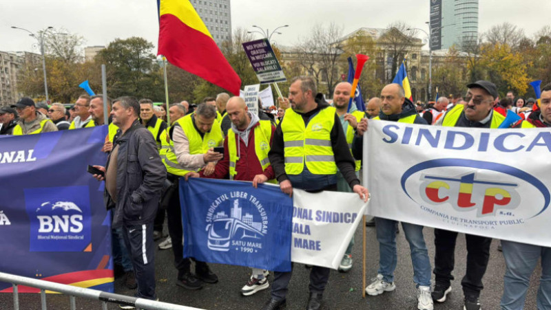 Sindicaliștii BNS protestează față de măsurile de austeritate anunțate de guvern. Sursă foto: BNS