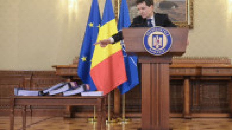 Președintele Nicușor Dan susține declarații de presă pe tema sistemului de justiție din România, la Palatul Cotroceni din București, 21 decembrie 2025. Foto: Inquam Photos / George Călin | Poza 8 din 9