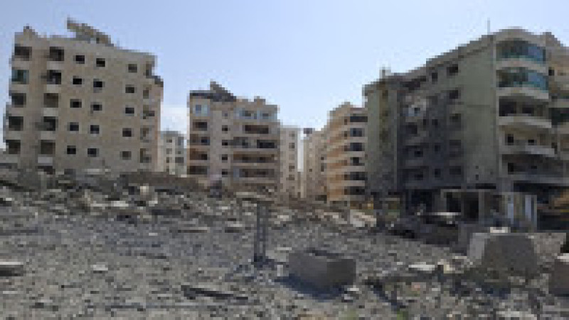  O imagine a distrugerilor provocate de atacurile armatei israeliene asupra părții sudice a orașului Beirut, Liban, pe 12 martie 2026. Foto: Profimedia | Poza 1 din 5
